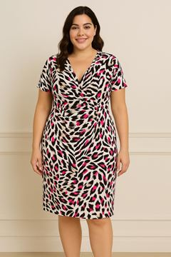 Picture of CURVY GIRL STRAIGHT WRAP OVER DRESS